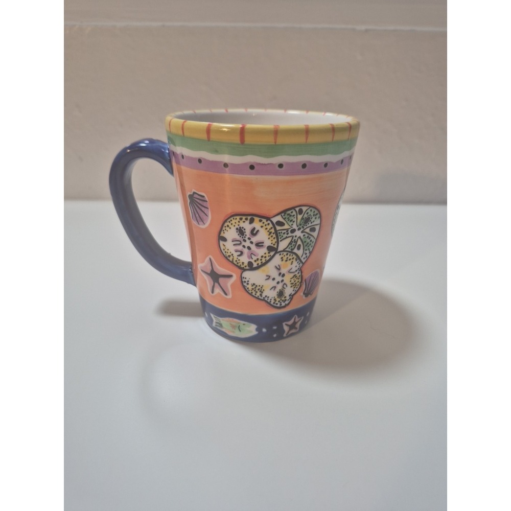AGIFTCORP HAND PAINTED COFFEE CUP MUG SANDOLLAR THEME‎